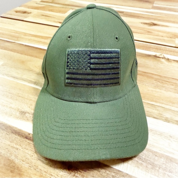 New Era Other - New Era Olive Army Green American Flag Military NASCAR Patch Adjustable Hat